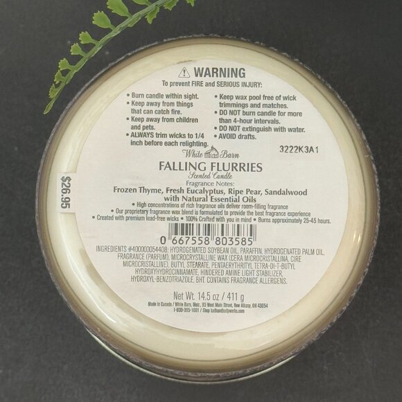 BBW Falling Flurries White Barn Bath & Body Works 3 Wick Candle - Picture 11 of 11